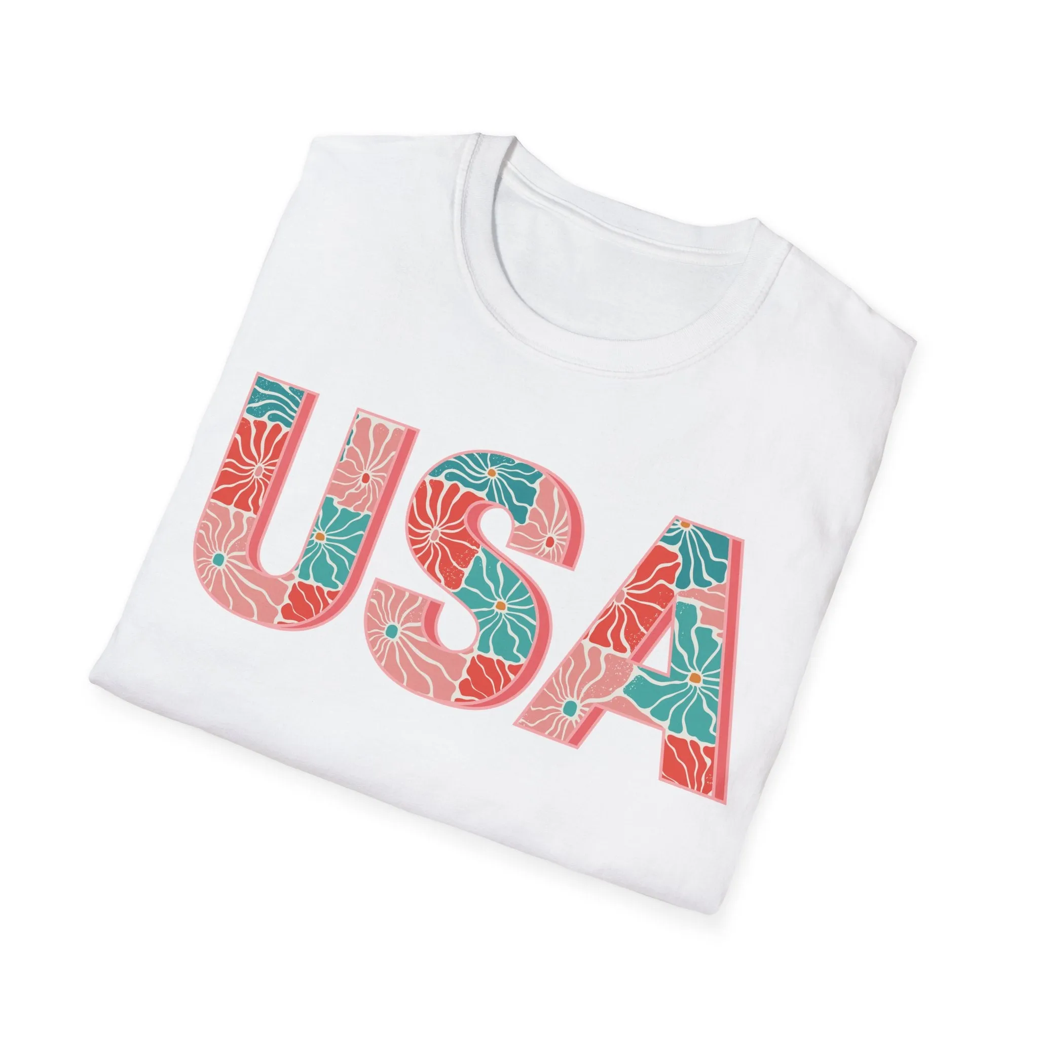 Tropical Floral USA Graphic T-Shirt