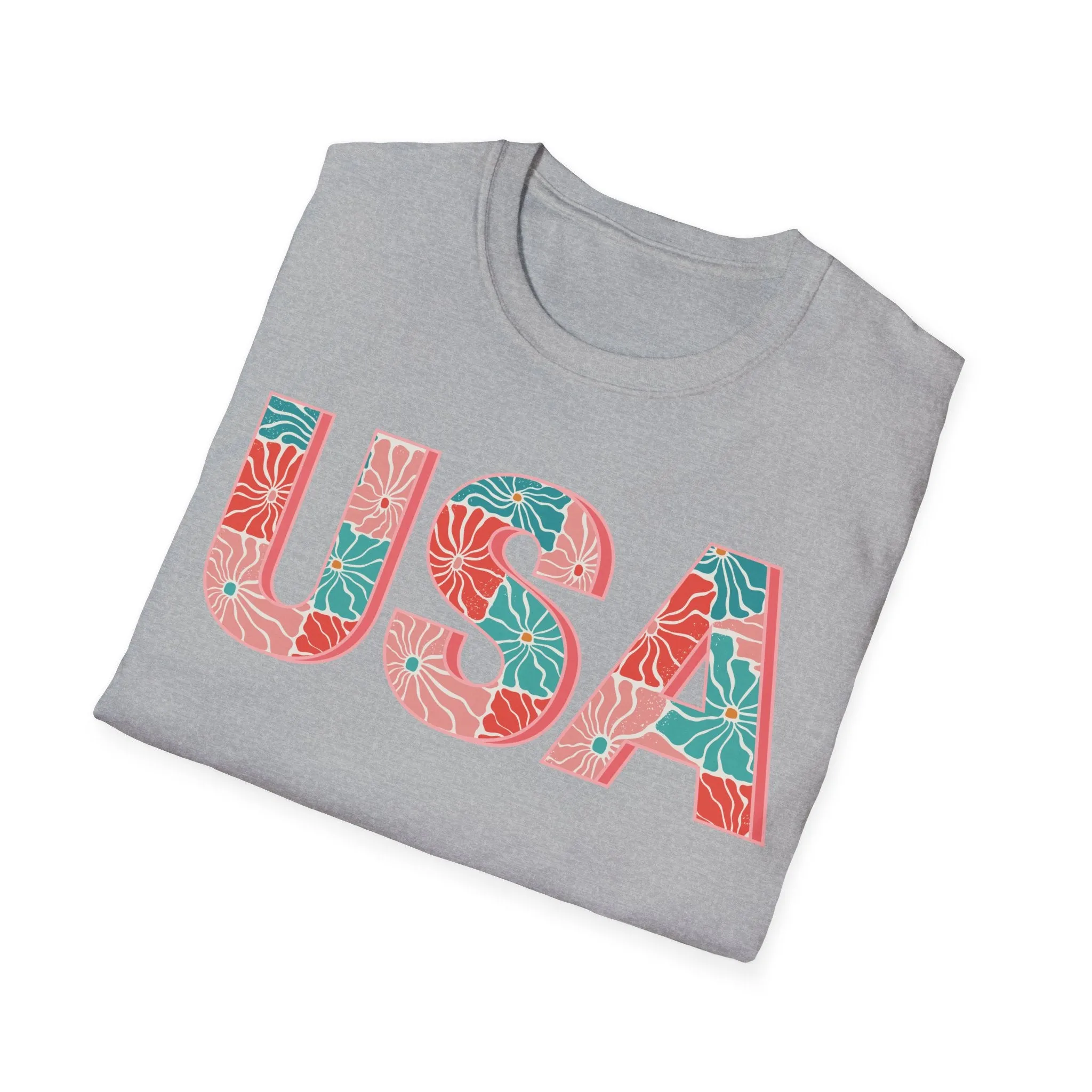 Tropical Floral USA Graphic T-Shirt