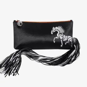 Velvet Ponytail Clutch "Starlight Black" with silver print