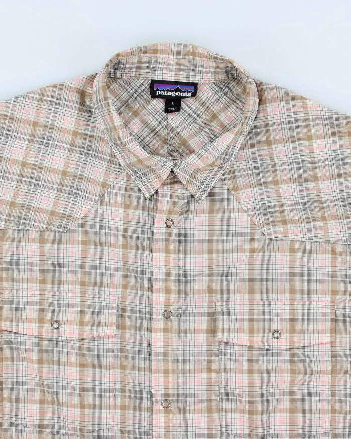 Vintage Men's Patagonia Brown Checked Shirt - L