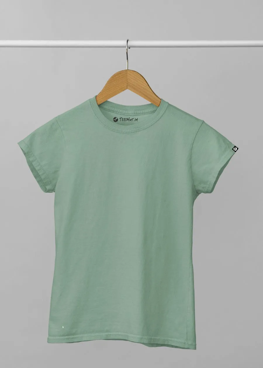 Women Solid Half Sleeve T-Shirt - Mint Green