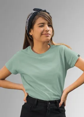 Women Solid Half Sleeve T-Shirt - Mint Green