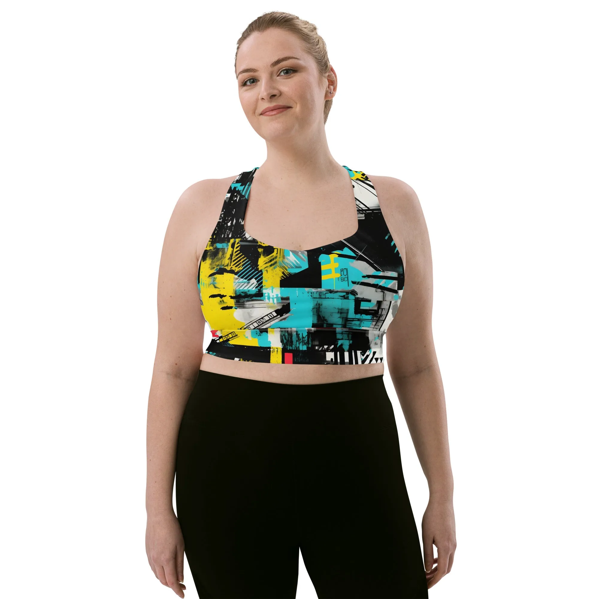 Women's Mile After Mile - Tropical Thunder 001 Longline Racer Back Sports Bra