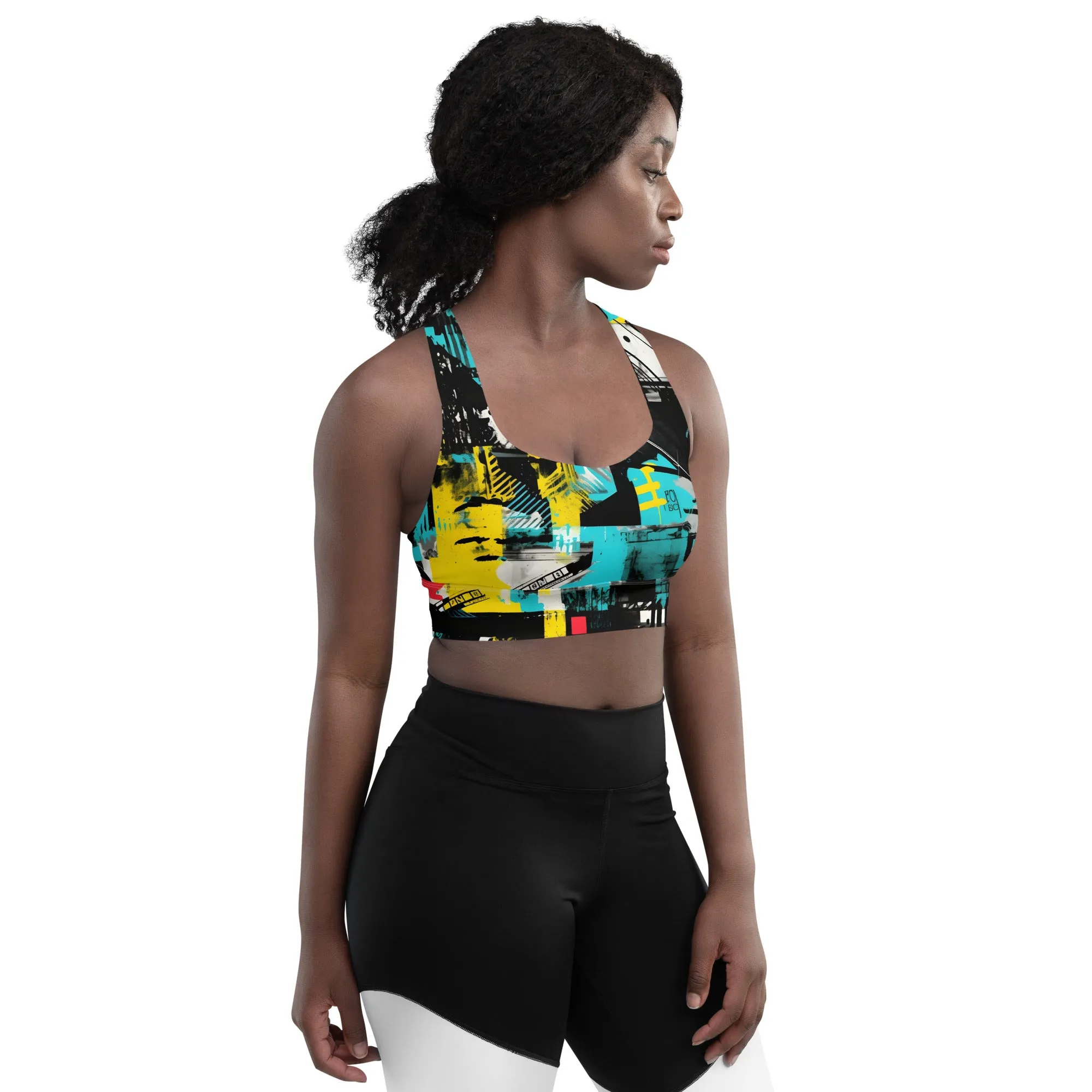 Women's Mile After Mile - Tropical Thunder 001 Longline Racer Back Sports Bra