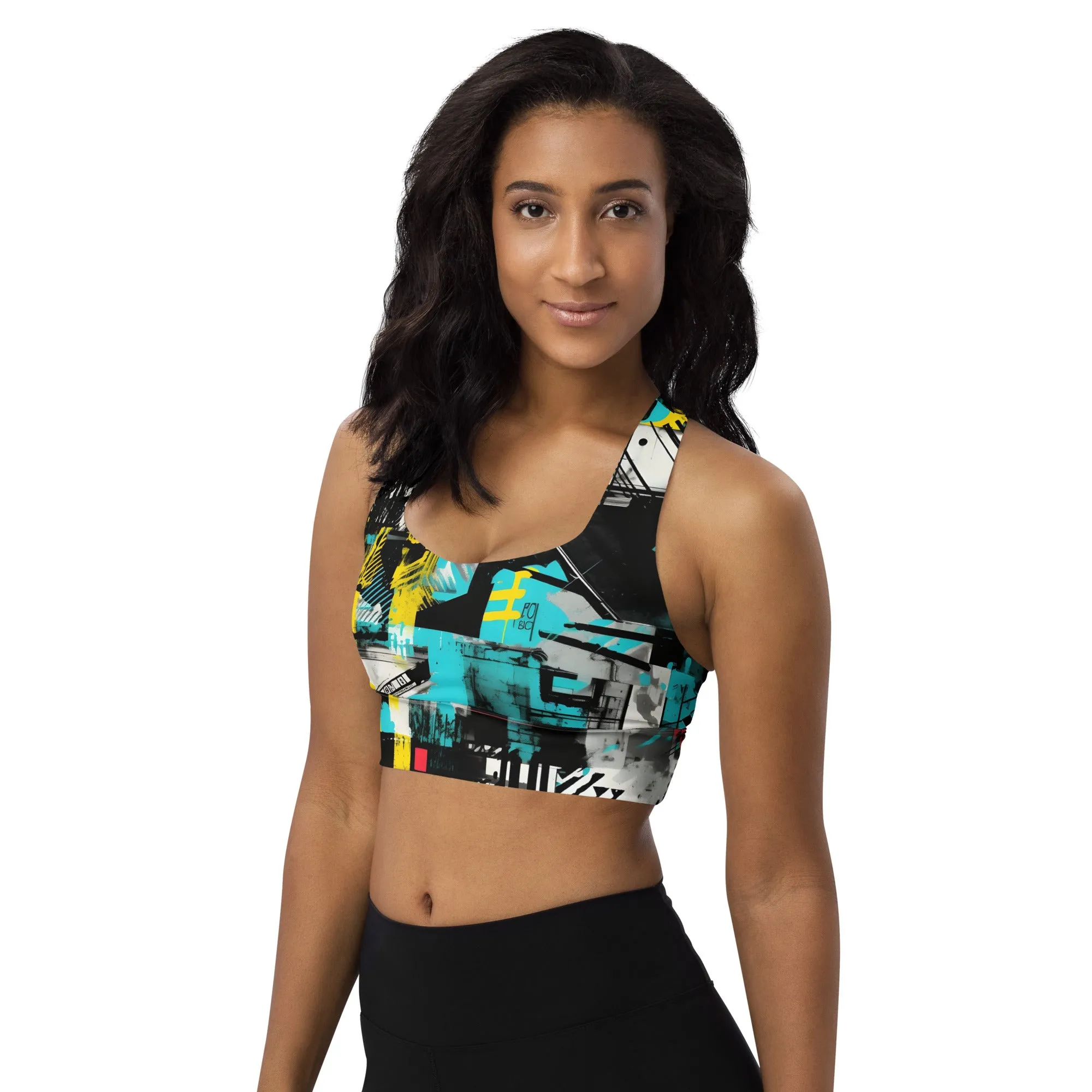 Women's Mile After Mile - Tropical Thunder 001 Longline Racer Back Sports Bra