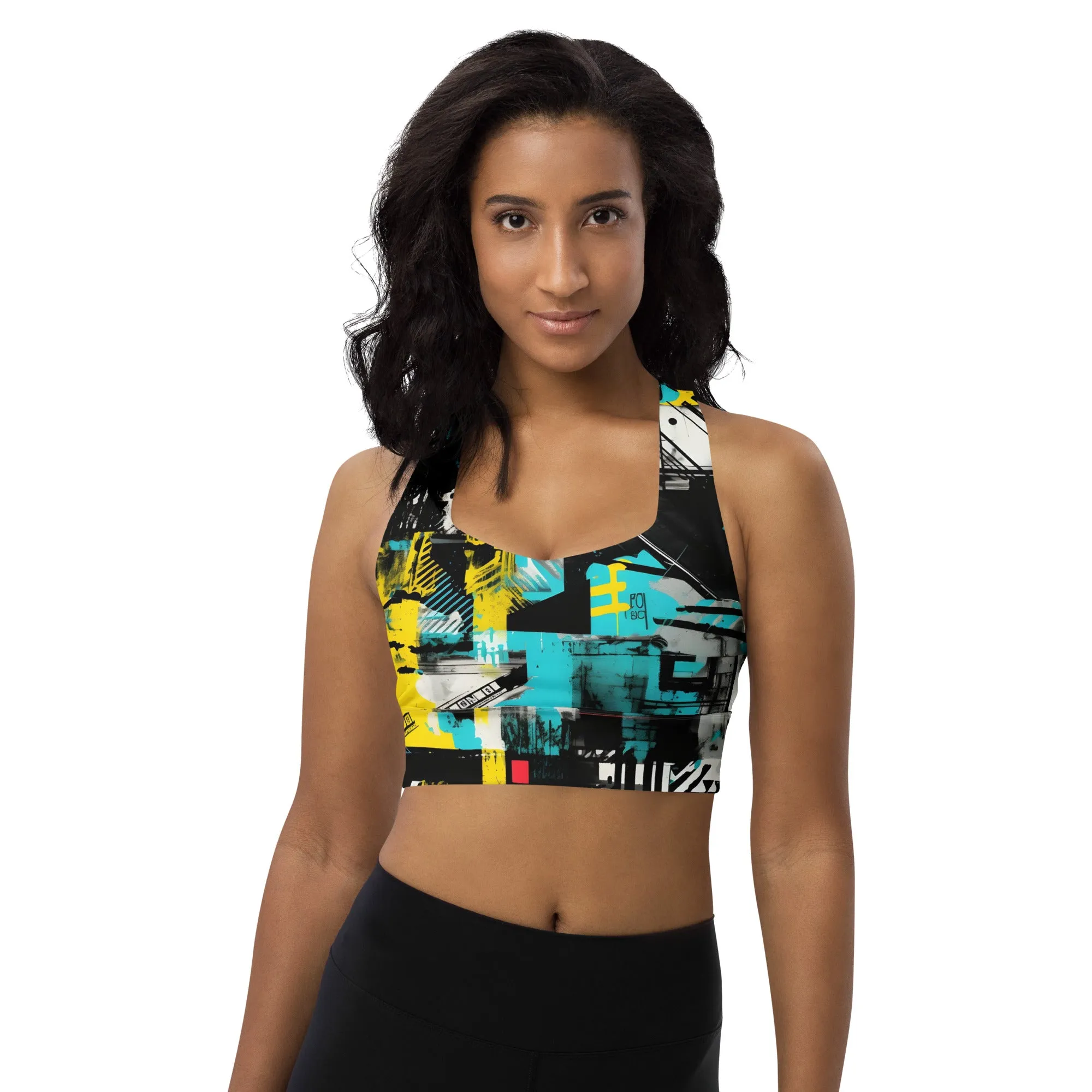 Women's Mile After Mile - Tropical Thunder 001 Longline Racer Back Sports Bra