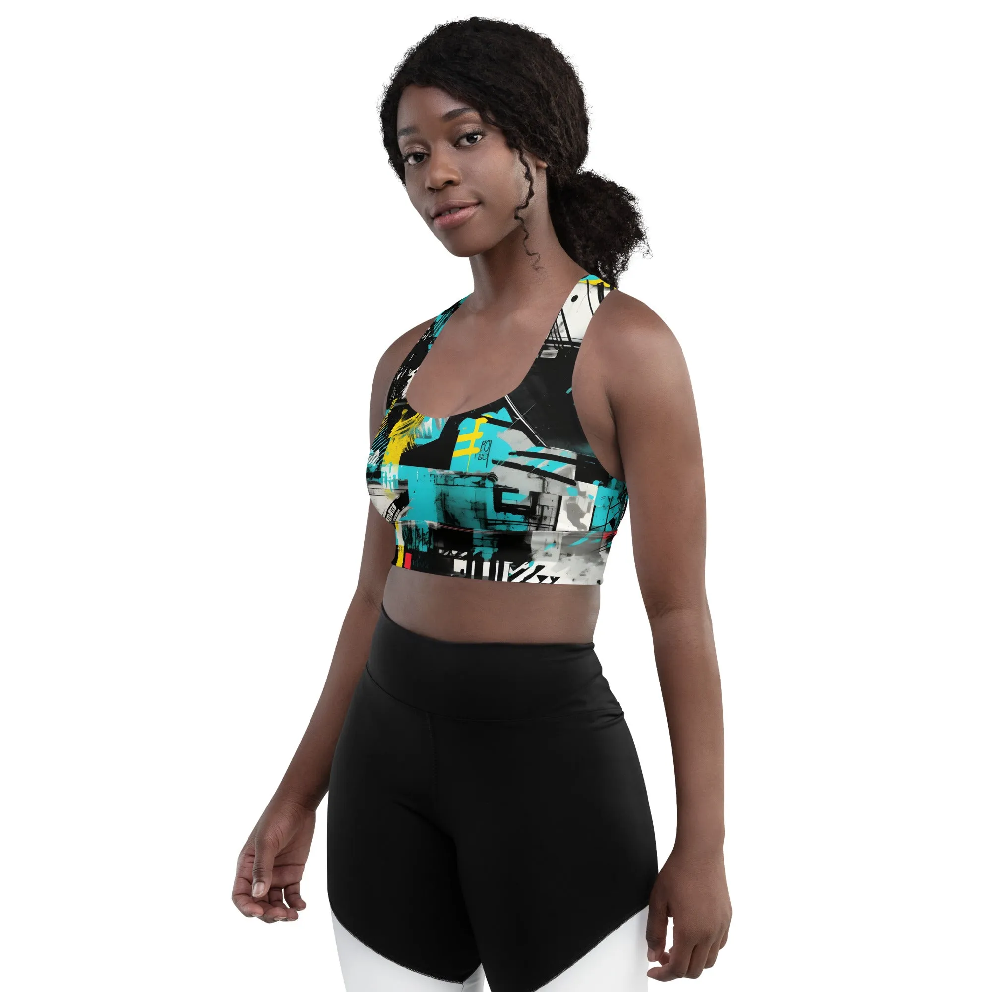 Women's Mile After Mile - Tropical Thunder 001 Longline Racer Back Sports Bra