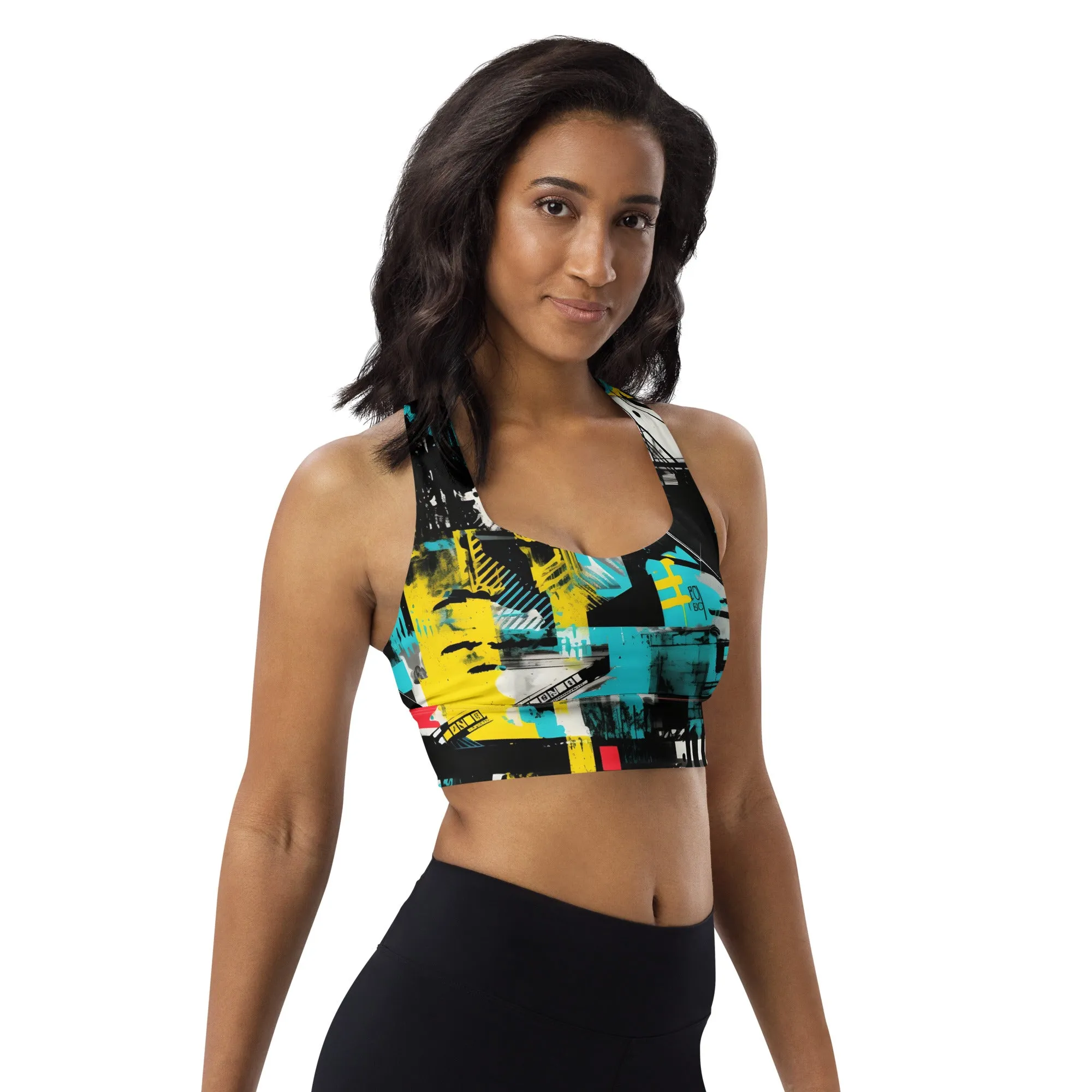 Women's Mile After Mile - Tropical Thunder 001 Longline Racer Back Sports Bra