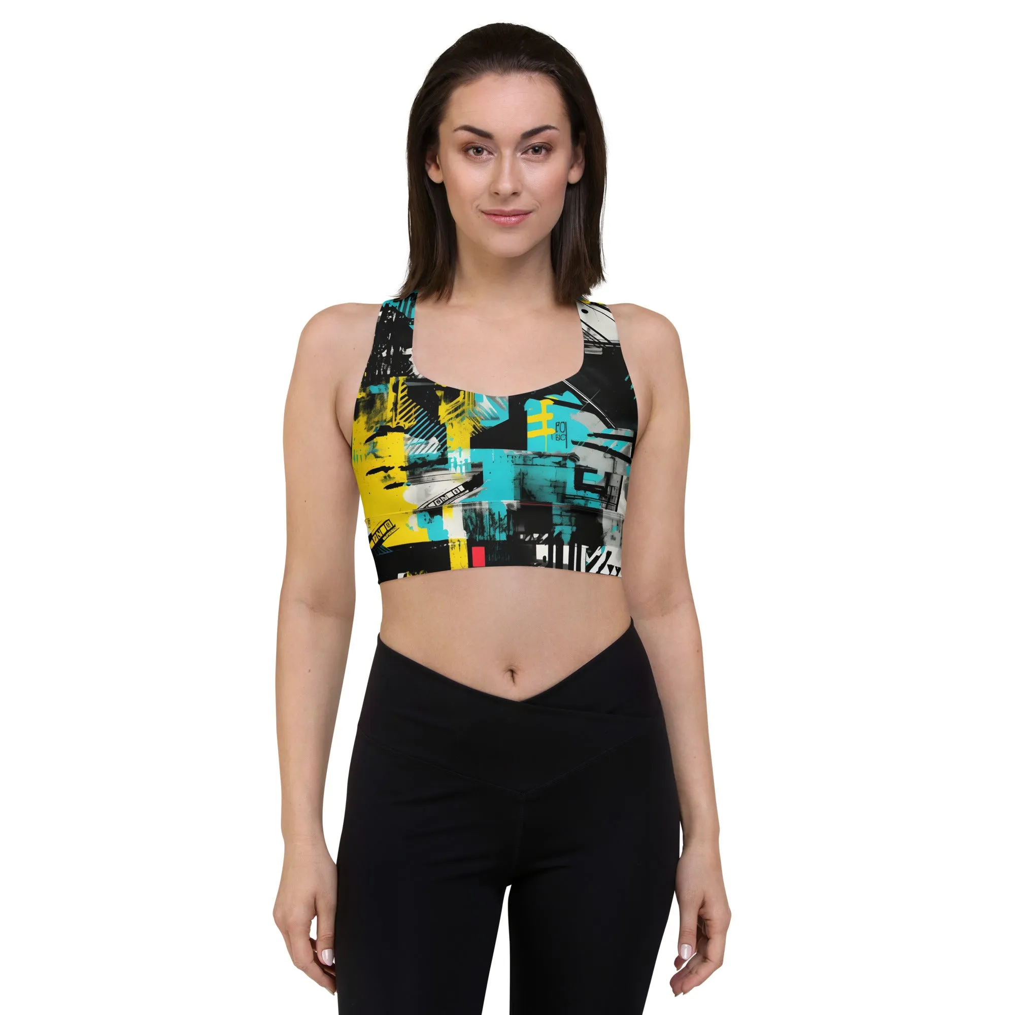 Women's Mile After Mile - Tropical Thunder 001 Longline Racer Back Sports Bra