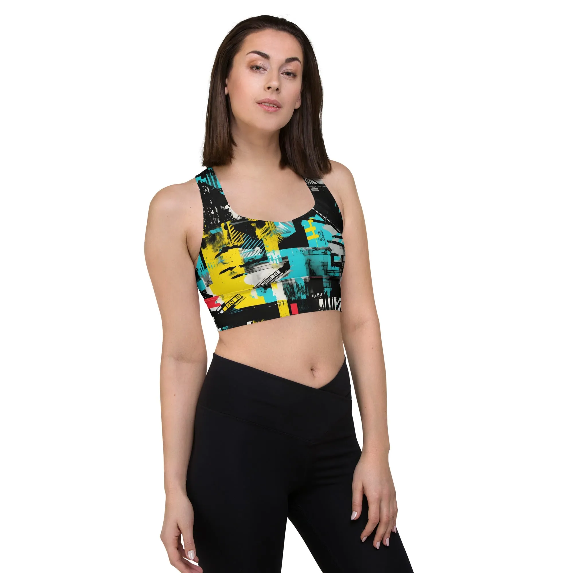 Women's Mile After Mile - Tropical Thunder 001 Longline Racer Back Sports Bra